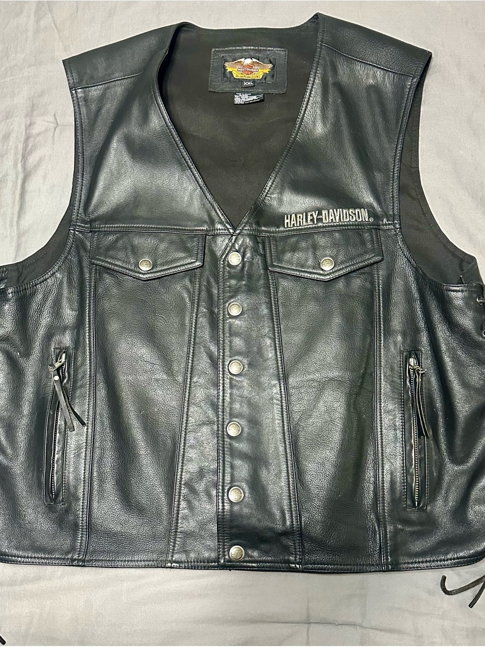 Harley Davidson Piston II Leather Snap Up Vest XXL
